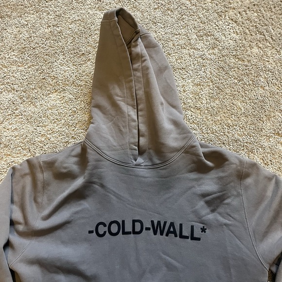 A- Cold-Wall Hooded Sweatshirt Pullover Men's Medium Charcoal Gray Raised Letter - Picture 3 of 10